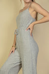 Sweater - Knit Fuzzy Frenchy Tie Front Cami Jumpsuit - KOKOTETE