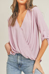 Tab Sleeve Surplice Top - KOKOTETE