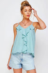 TEXTURED RUFFLE FRILL TANK TOP - KOKOTETE