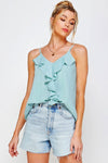 TEXTURED RUFFLE FRILL TANK TOP - KOKOTETE