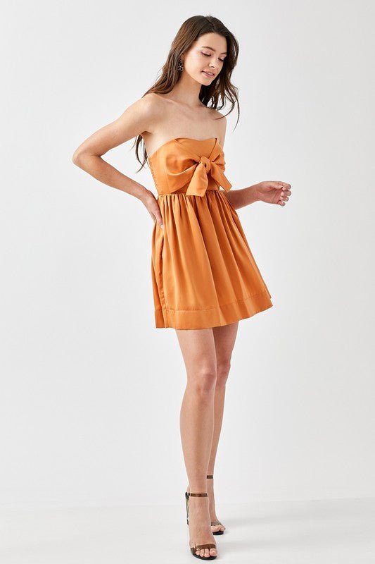 Tie Front Tube Romper Dress - KOKOTETE