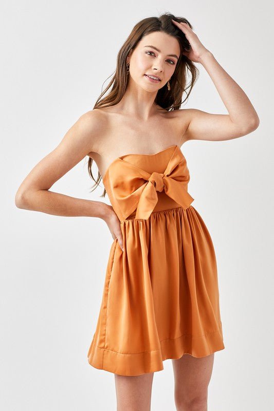 Tie Front Tube Romper Dress - KOKOTETE