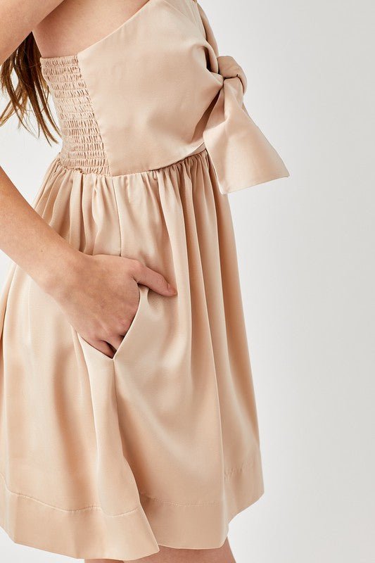 Tie Front Tube Romper Dress - KOKOTETE