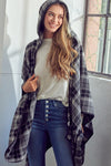 TOGGLE CLOSE PLAID PONCHO - KOKOTETE