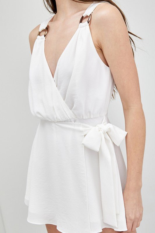 Trim Detail Side Tie Romper - KOKOTETE