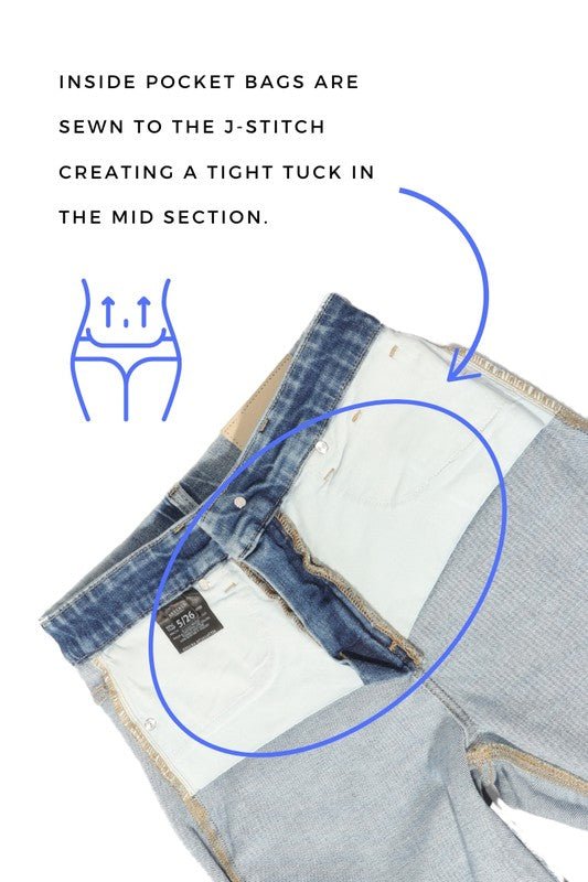 TUMMY CONTROL HIGH RISE RELAXED FLARE JEANS - KOKOTETE