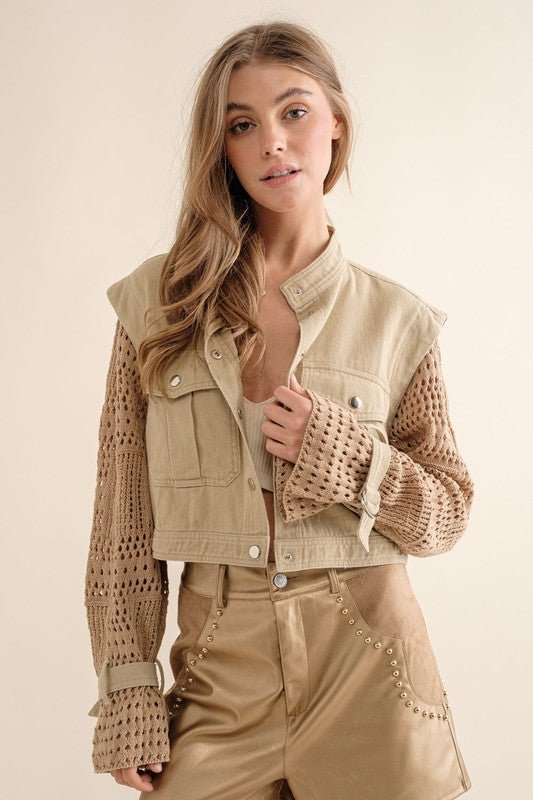 Twill Crop Crochet SLV Jacket - KOKOTETE