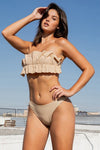 TWO PIECE TUBE TOP WITH RUCHED RUFFLE BIKINI - KOKOTETE