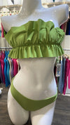 TWO PIECE TUBE TOP WITH RUCHED RUFFLE BIKINI - KOKOTETE