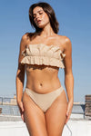 TWO PIECE TUBE TOP WITH RUCHED RUFFLE BIKINI - KOKOTETE