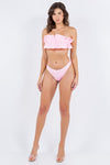 TWO PIECE TUBE TOP WITH RUCHED RUFFLE BIKINI - KOKOTETE