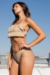 TWO PIECE TUBE TOP WITH RUCHED RUFFLE BIKINI - KOKOTETE