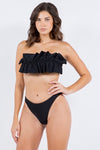 TWO PIECE TUBE TOP WITH RUCHED RUFFLE BIKINI - KOKOTETE