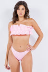 TWO PIECE TUBE TOP WITH RUCHED RUFFLE BIKINI - KOKOTETE