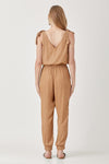 V - Neck Smocked Waist Jogger Jumpsuit - KOKOTETE