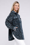 Vintage Washed Leopard Corduroy Buttoned Jacket - KOKOTETE