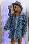 Vintage Washed Leopard Corduroy Buttoned Jacket - KOKOTETE