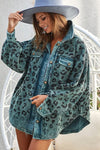 Vintage Washed Leopard Corduroy Buttoned Jacket - KOKOTETE