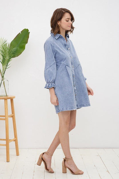 Washed Denim Dress - KOKOTETE