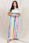 Water Color Short Sleeve Maxi Dress - KOKOTETE