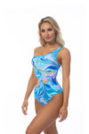 WAVE PRINTED ONE SHOULDER ONE PIECE SWIMSUIT - KOKOTETE