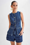 WOMEN FASHION DENIM TWO PIECE SET - KOKOTETE