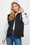 Women's Denim Jacket with Fleece Hoodies - KOKOTETE