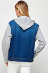 Women's Denim Jacket with Fleece Hoodies - KOKOTETE