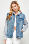 Women's Denim Jacket with Fleece Hoodies - KOKOTETE