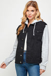 Women's Denim Jacket with Fleece Hoodies - KOKOTETE