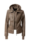 Women's Hood PU Leather Jacket - KOKOTETE