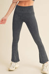 Women's Stone Washed Ribbed Yoga Pants - KOKOTETE