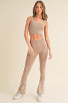 Women's Stone Washed Ribbed Yoga Pants - KOKOTETE