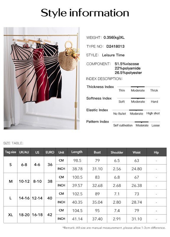 Women's Striped One Shoulder Dress Side Slit - KOKOTETE