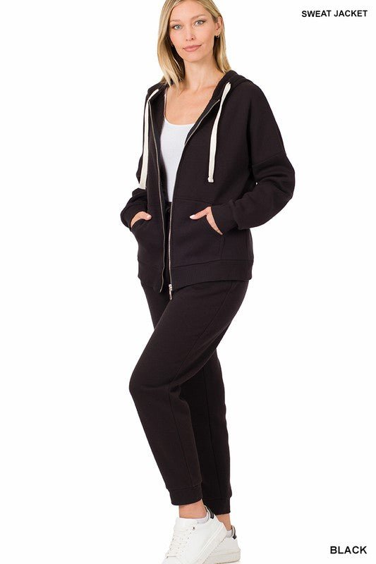 Zipper Hoodie Sweat Jacket & Sweat Pants Set - KOKOTETE