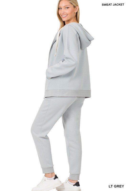 Zipper Hoodie Sweat Jacket & Sweat Pants Set - KOKOTETE